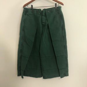 Free people carpenter cropped pants wide leg cape front green NWOT 1413